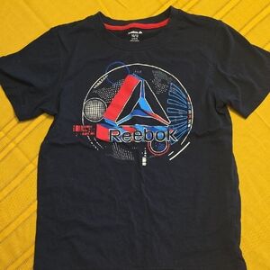 Reebok Navy Graphic Logo Tee with Red & Blue Accents